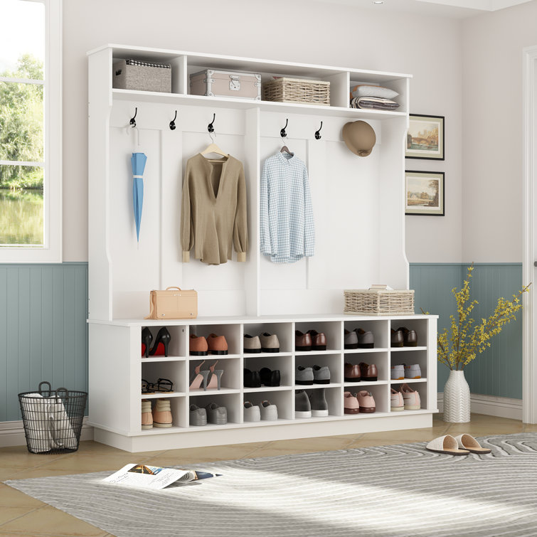 Closet bench with online shoe storage